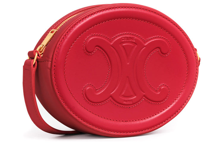 CELINE Smooth Cow Leather Round Bag Mooncake Bag Oval Wallet Crossbody Bag Shoulder Bag Women's Red