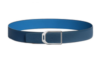 HERMES Cut-Out Design Leather Belts Men's Blue Width: 3.8CM