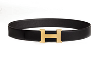 HERMES Solid Color Design Leather Belts Unisex Black Width: 3.8CM