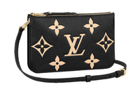 LOUIS VUITTON Double Zip Pochette Bi color Monogram Black/Brown