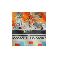 HERMES Silk Silk Scarves Women's Orange/Black/Multicolor