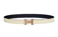 HERMES Leather Belts Women's Cream White