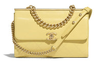CHANEL Trendy Cc Sheepskin Crossbody Bag Small Size Women's Yellow