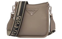 PRADA Triangle Leather Crossbody Bag Shoulder Bag Mini Women's Light Gray