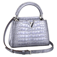 LOUIS VUITTON Capucines High-Gloss Crocodile Leather Capusin Shoulder Crossbody Handbag Mini Women's Silver Blue