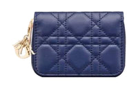 DIOR Lady Dior Sheepskin Wallet Small Size Women's Blue