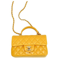 CHANEL Lambskin One Shoulder Handbags Mini Women's Yellow