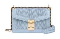 MIU MIU Miu Confidential Lambskin Shoulder Bag Medium Size Women's Sky Blue