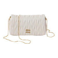 MIU MIU Nappa Leather Crossbody Bag Shoulder Bag Mini Women's White