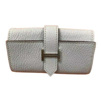 HERMES Bearn Mysore Goat Skin Key Pouch Women's T0 Bleu Brume Dusty Blue
