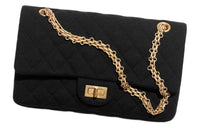CHANEL 2.55 Wool Knitted Fabric Crossbody Bag Shoulder Bag Women's Black