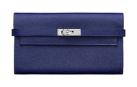 HERMES Kelly Wallet Epsom Calfskin Wallet Women's Ink Blue