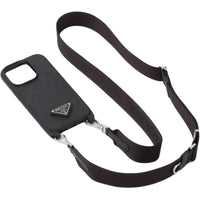 PRADA Leather Phone Case Adjustable Strap Available For IPhone 14