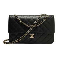 CHANEL Grained Calfskin Handbag Shoulder Bag Large Size Women's Black