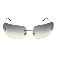 CHANEL Acrylic Rectangular Sunglasses Women's Gray