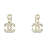 CHANEL Crystal Earrings Women's Gold