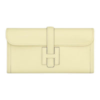 HERMES Jige Elan Swift Calfskin Clutch Women's Light Yellow