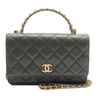 CHANEL Lambskin Shoulder Bag Crossbody Bag Wallets Women's Brown