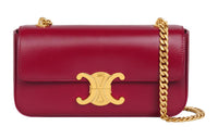 CELINE Triumph Gate Triomphe Satin Calfskin Shoulder Bag Handbag Shoulder Bag Women's Red