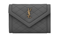 SAINT LAURENT GABY Sheepskin Wallet Small Size Women's Gray