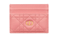 DIOR Caro Calfskin Card Clip Card Holder Women's Light Pink