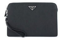 PRADA Saffiano Leather Clutch Men's Black