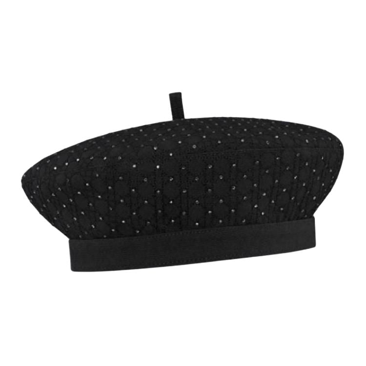 DIOR Cotton, Faux Crystal Berets Women's Black