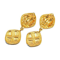 CHANEL Pre-Owned 20th Century  Plated Quilted Drop Clip On Costume Earrings