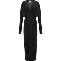 SAINT LAURENT Ruched V Neck Long Sleeved Dress
