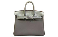 HERMES Birkin Touch Togo Leather With Matte Crocodile Leather Handbag Regular Women's Cumulonimbus Gray