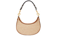 CELINE AVA Plant Material Cow Leather Patchwork Handbag Shoulder Bag Medium Size Women's Natural Color/Tan