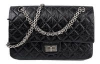 CHANEL 2.55 Calfskin Shoulder Bag, Crossbody Bag Medium Size Women's Black