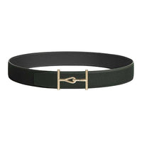 HERMES Stainless Steel Leather Belts Unisex Graphite/Green Width: 3.8cm