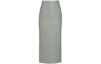 PRADA Leather Long Skirts Women's Cloudlet Gray