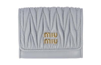 MIU MIU Leather Card Clip Wallets Women's Cornflower Blue