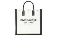 SAINT LAURENT Rive Gauche Canvas With Leather Tote Bag, Shopping Bag, Handbag Men's White