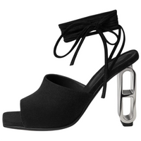 HERMES Image One Strap Sandals 10cm Women's Black