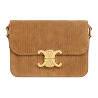 CELINE Cow Leather Suede Shoulder Bag, Crossbody Bag Women's Smoky