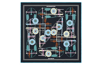 HERMES Silk Scarves Women's Black Blue