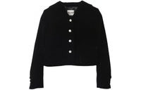MIU MIU Single-Breasted Velvet Jacket Jackets Coats Women's Black