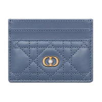 DIOR Sheepskin Card Holder Women's Denim Blue