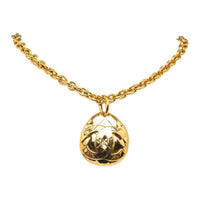 CHANEL 1994 Plated Cc Pendant Costume Necklace