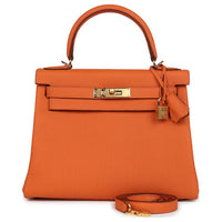HERMES Togo Calfskin Handbag Regular Women's 93 Orange Hermes Orange Combo