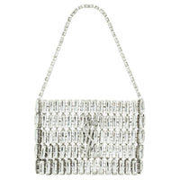 SAINT LAURENT Rhinestone Evening Party Bag Handbag Mini Women's Silver