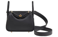 HERMES Lindy Swift Leather Handbag Shoulder Bag Crossbody Bag Mini Women's Black