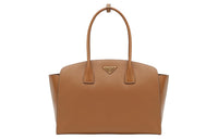 PRADA Leather One Shoulder Handbags Large Size Women's Caramel