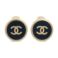 CHANEL 2000 Enamel detail Cc Button Clip on Earrings