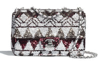 CHANEL Bead Slice Shoulder Bag Crossbody Bag Women's White Silver/Burgundy