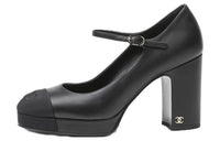 CHANEL Chunky Heel High Heels 9.5cm Women's Black
