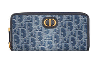 DIOR 30 Montaigne Oblique Jacquard Denim Wallet Women's Blue